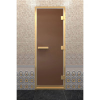 Стеклянная дверь для хамама в золотом профиле, бронза матовая 200х90 (по коробке) (DoorWood)