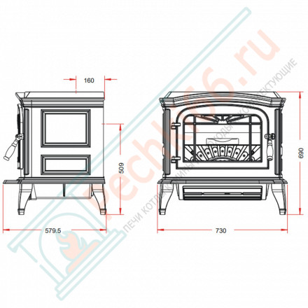 Чугунная печь-камин BRADFORD антрацит (INVICTA)
