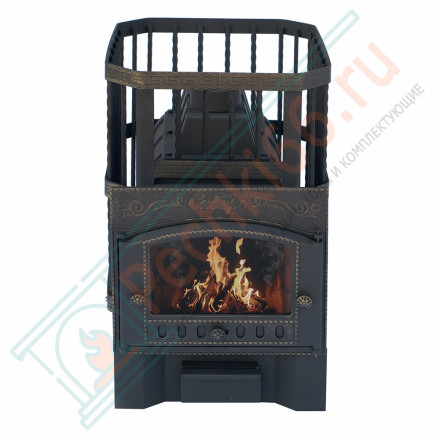 Чугунная печь для бани Сибирь-24, с каминной топочной дверцей (НМК)