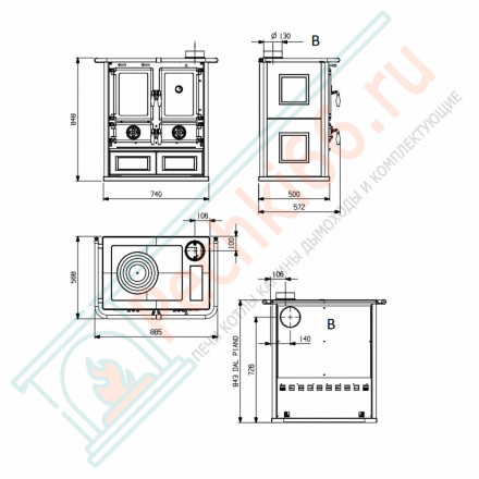 Печь с варочной поверхностью Rosetta, цвет бордовый (La Nordica)