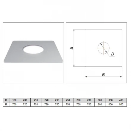 Фланец без изол 850х850 на трубу V50R (ОЦИНК-RAL/0,5) d-250/350 (Вулкан)