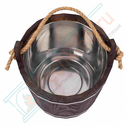 Запарник 12л. с нержавеющей вставкой, ДУБ в темном (Woodson)