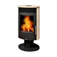 Печь-камин Tartu 5 поворотная с верхней плитой - крем мокка (ABX)