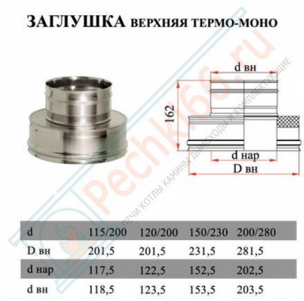 Переход термо-моно (НЕРЖ-321/0,8-НЕРЖ-439/0,5) d-180/260 (Дымок-Lux)