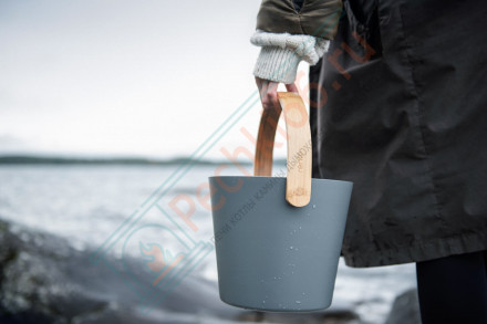 Ведро алюминиевое с бамбуковой ручкой Rento, серое (Tammer-Tukku)