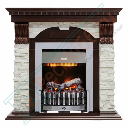 Электрокаминокомплект Dublin - Темный дуб / Сланец белый с очагом Danville Chrome FB2