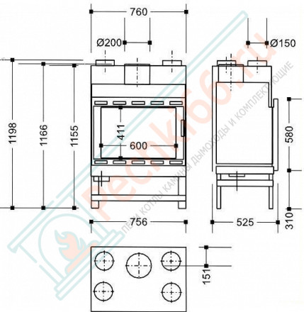 Каминная топка Temporis 3D (Supra) 12 кВт