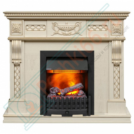Каминокомплект Corsica - Слоновая кость с патиной (Ширина 1100) с электрическим очагом Danville Black FB2
