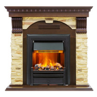 Электрокаминокомплект Dublin - Темный дуб / Сланец с очагом Brookline Black