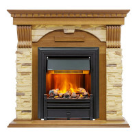 Электрокаминокомплект Dublin - Дуб / Сланец с очагом Brookline Black