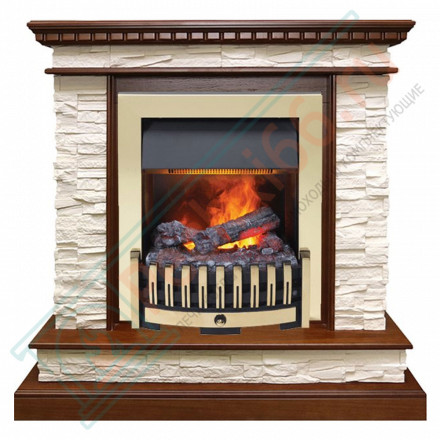 Электрический каминокомплект Calgary - Дуб / Сланец белый с очагом Danville Brass FB2 (Dimplex)