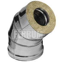 Сэндвич колено 45° (НЕРЖ-430/0,5-НЕРЖ-430/0,5) d-150/210 (Ferrum GS) Сэндвич колено 45° (НЕРЖ-430/0,5-НЕРЖ-430/0,5) d-150/210 (Ferrum GS)