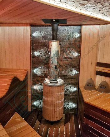 Банная печь Атмосфера XL, ламели "Окаменевшее дерево" наборные (ProMetall)