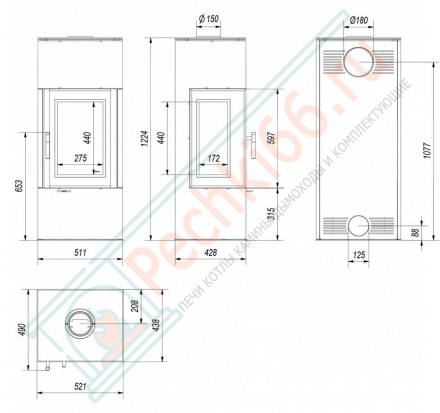 Печь-камин THOR 8 VIEW (Kratki)