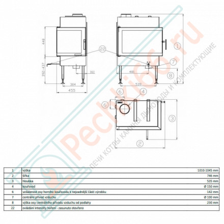 Каминная топка Cardif правая (ABX)