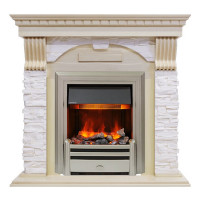Электрокаминокомплект Dublin - Слоновая кость с патиной / Сланец крем с очагом Chesford