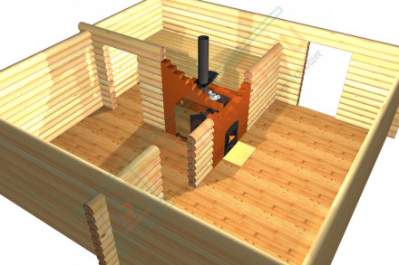 Печь для бани № 05, под обкладку, с баком 72 л (Тройка)
