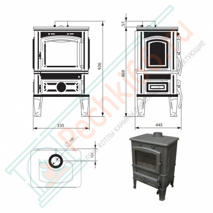 Чугунная печь-камин Lawa (Ferguss) до 240 м3
