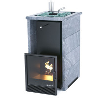 Печь для бани Сочи в трёхстороннем кожухе с открытым верхом из талькохлорита (ИзиСтим)