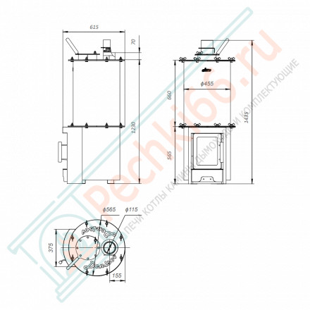 Дровяная банная печь Grill'D Denisov Long