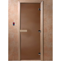 Дверь стеклянная для бани "Теплая ночь" бронза матовая 2000х800 (DoorWood)