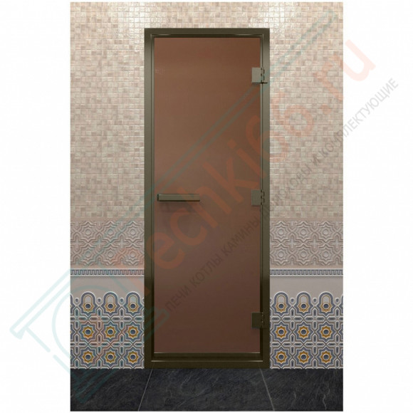 Дверь для хамама в бронзовом профиле, бронза матовая 200x70 (DoorWood)