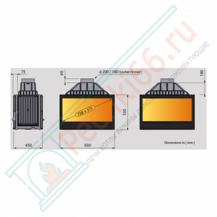 Чугунная топка LCI 9 G4 (Liseo Castiron) 18 кВт