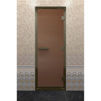 Дверь для хамама в бронзовом профиле, бронза матовая 190x70 (DoorWood)