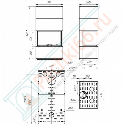 Камин Родос 800 слоновая кость белый шамот (ЭкоКамин)