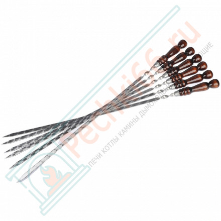 Комплект 6 шампуров из нерж. ст 3 мм. с д/р, (450х12х3 мм)