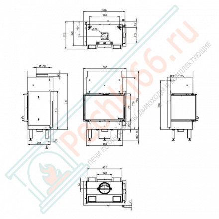 Каминная топка N-20A левое открывание, цвет - хром (Nordpies)