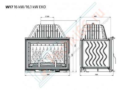 Каминная топка W17 Eko 16.1 kW (Kaw-Met)