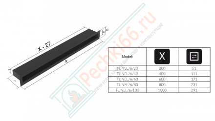 Каминная решётка графитовая Tunel/6/80/G (Kratki)