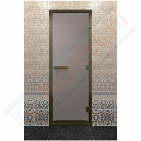 Дверь для хамама в бронзовом профиле, сатин 210x80 (DoorWood)