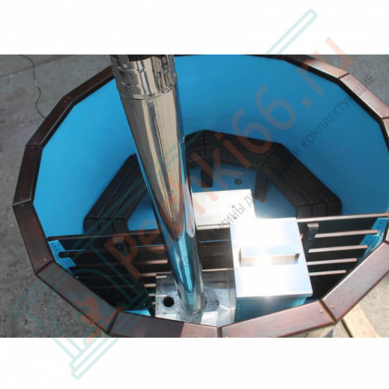 Японская баня Фурако круглая с пластиковой вставкой с внутренней печкой 150х150х120 (НКЗ)