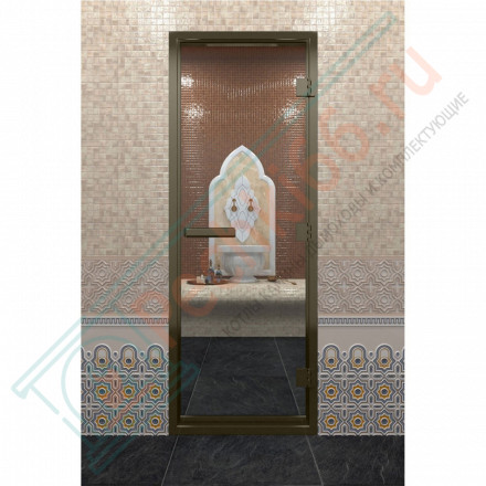 Стеклянная дверь DoorWood «Хамам Прозрачная» в бронзовом профиле 2000х800 (по коробке)