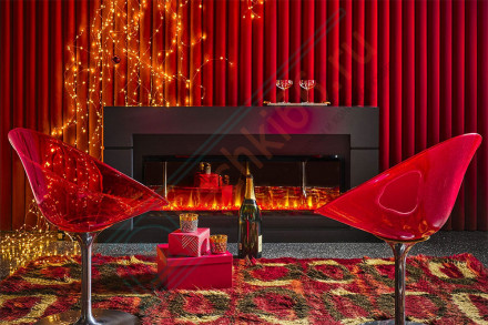 Каминокомплект Lindos (линейный) - Серый графит с очагом Ignite XLF50