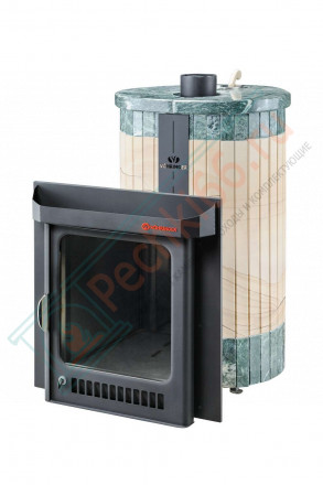 Дровяная банная печь Ферингер ОПТИМА "Окаменевшее дерево перенесённый рисунок + Змеевик" до 28 м³