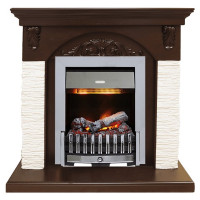 Каминокомплект Bern Сланец мелкий белый / Темный дуб с очагом Danville Chrome FB2