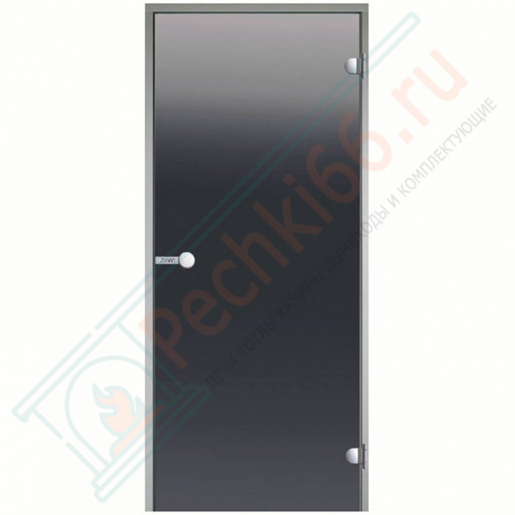 Дверь стеклянная для хамама, стекло серое, коробка алюминий 1900х700 (Harvia) DA71902