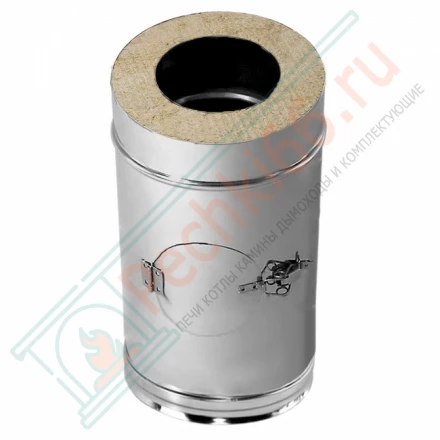 Труба V50R с лючком ревизии с изол L=500 (AISI-321/0,8-AISI-304/0,5) d-115/215 (Вулкан)