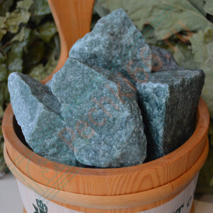 Камень для бани Жадеит колотый средний, м/р Хакасия (коробка), 10 кг (Хакасинтерсервис)