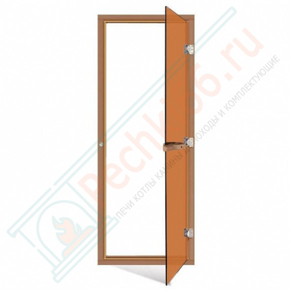 Дверь стеклянная для сауны и бани, бронза с порогом, коробка кедр 1900х700 (Sawo) 730-4SGD