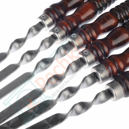 Набор широких шампуров для люля кебаб L=60 см, с деревянной ручкой, 6 шт