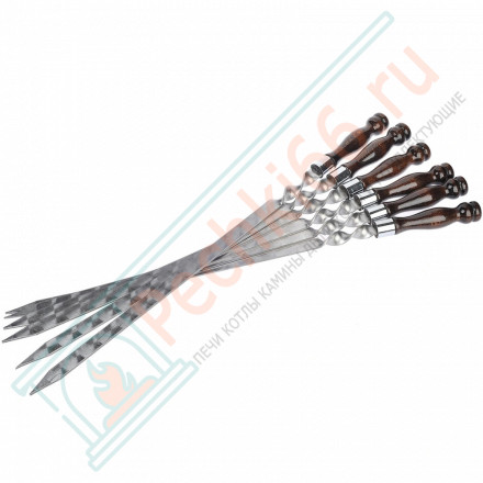 Набор широких шампуров для люля кебаб L=60 см, с деревянной ручкой, 6 шт