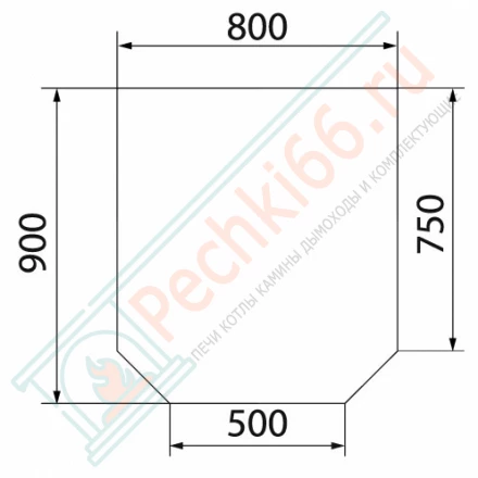 Притопочный лист VPL061-INBA, 900Х800мм, зеркальный (Вулкан)