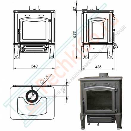 Чугунная печь-камин Mercuri (Ferguss) до 240 м3