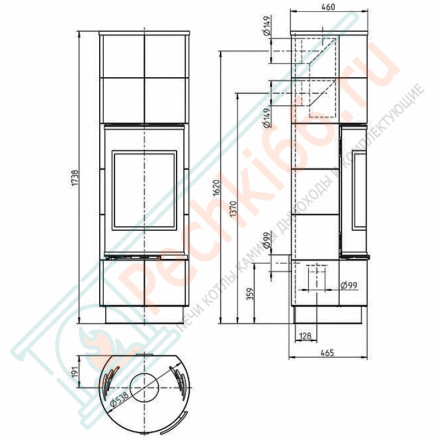 Печь-камин Delia Plus Ceramik, черная (Thorma)