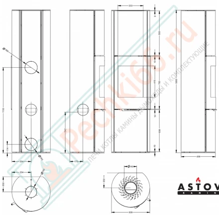Печь-камин R1 XXXL Plus с плоской задней стенкой и высотой 1895 мм (Астов)