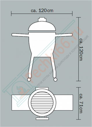 Керамический гриль с ножками и столиками Classic Basic (Monolith)